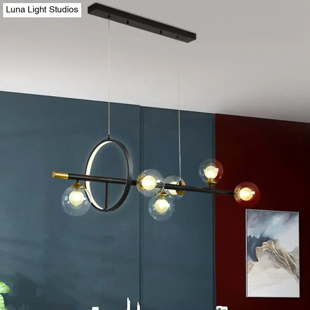 Modern black and brass molecular island chandelier with clear glass globe bulbs and metal ring deco 220v-240v 110v-120v