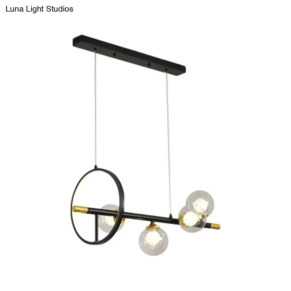 Modern DecorBites™ molecular island chandelier with spherical glass bulbs metal ring deco in black 220v-240v 110v-120v