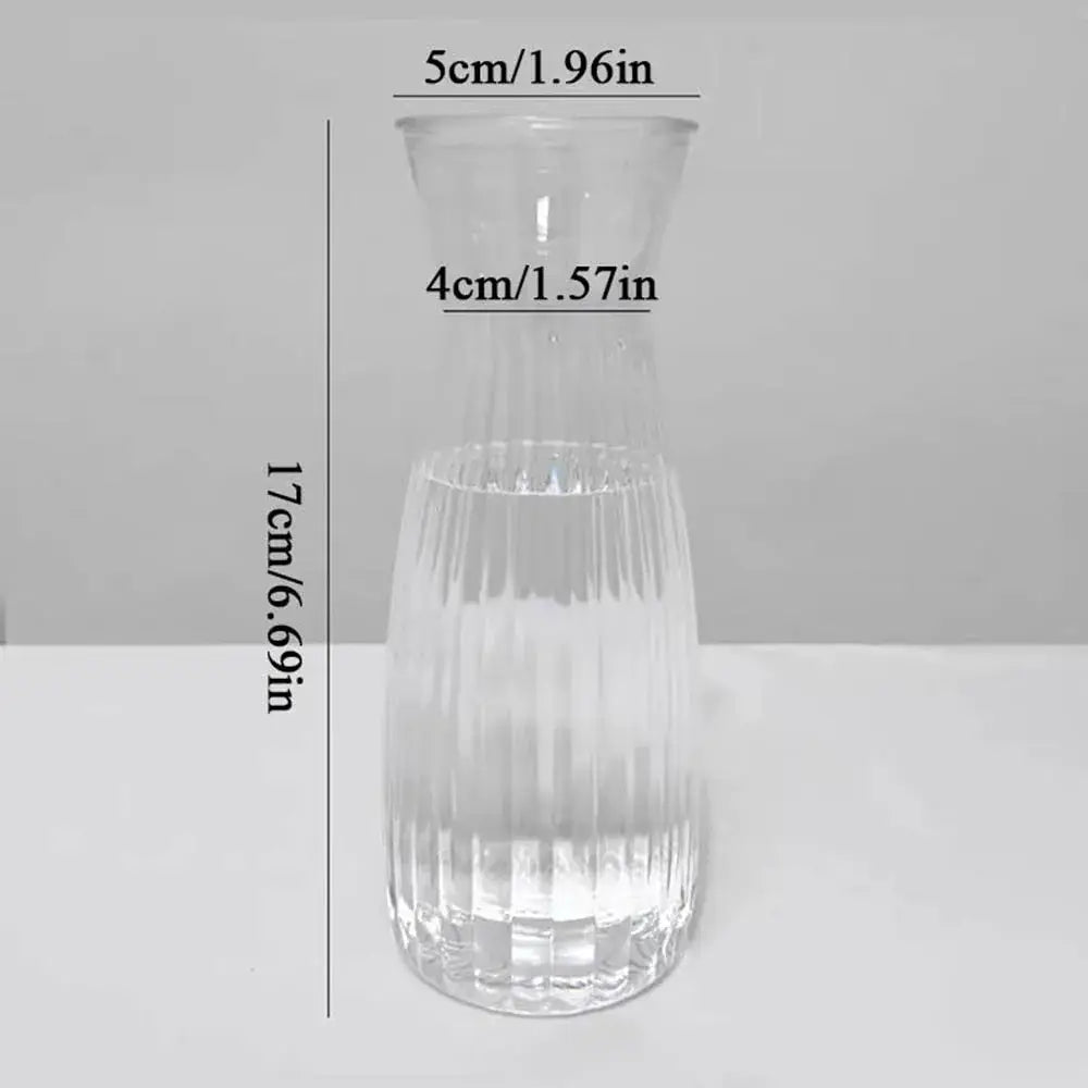 Decorbites clear nordic plastic vase with vertical ribbed texture and narrow neck for hydroponic flowers
