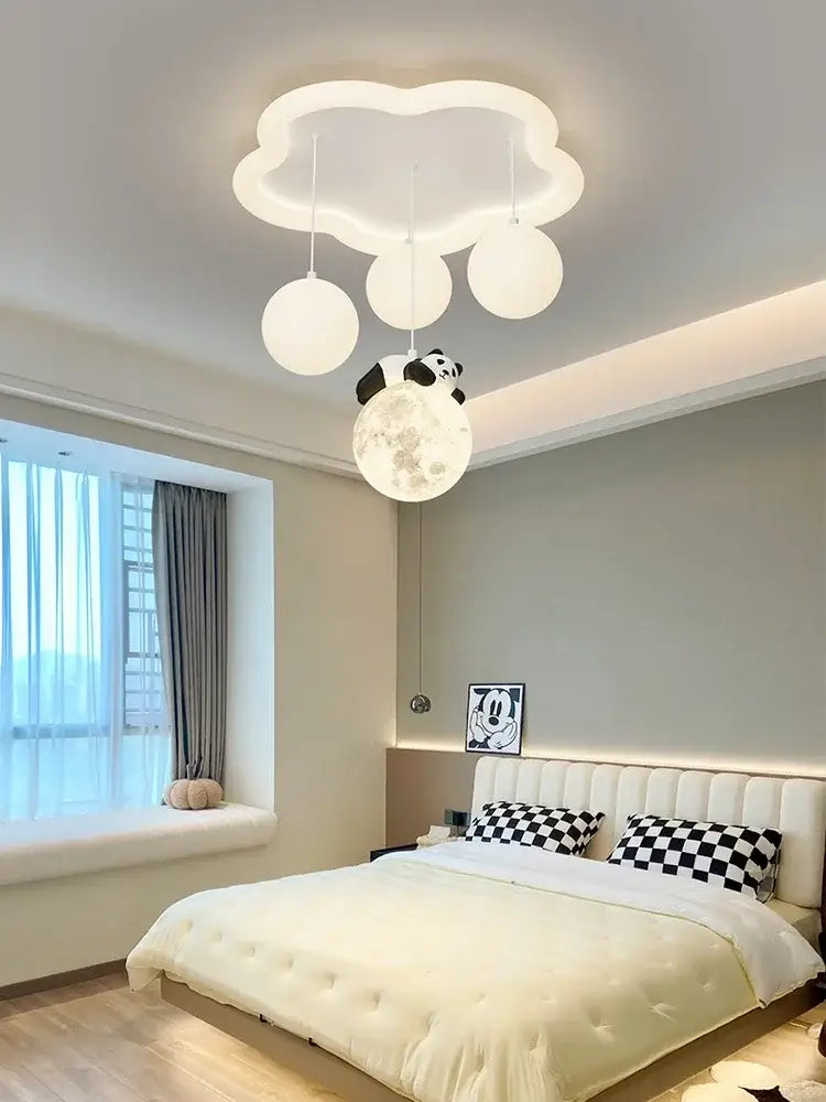 Decorbites cloud bubble ball panda moon ceiling light with spherical bulbs and cloud shape for bedroom decor