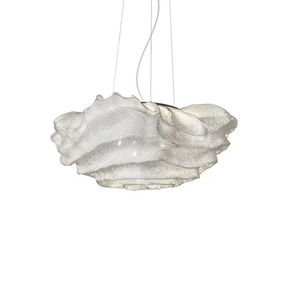 A decorbites cloud chandelier pendant light with a textured cream glass shade and thin metallic suspension cords
