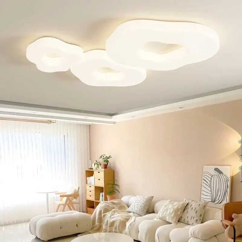 White cloud-shaped decorbites cloud cookie led chandelier with soft diffused glow for bedroom lighting