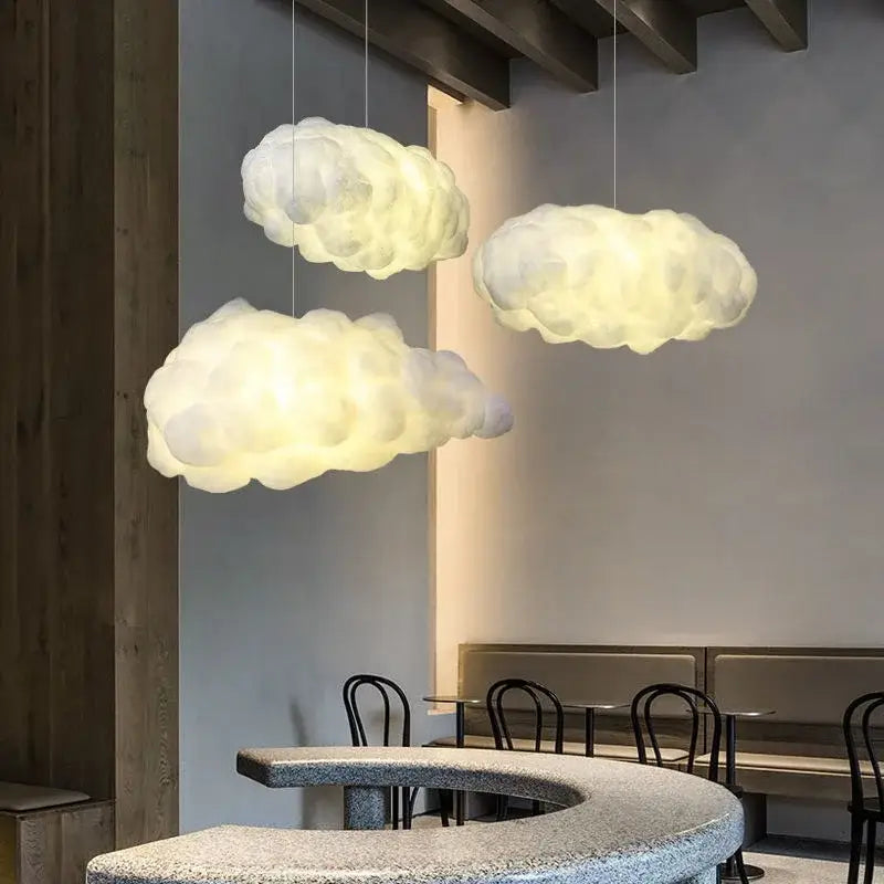 Three soft glowing white cloud cotton pendant lights by decorbites for living room pendant light decorbites cloud cotton