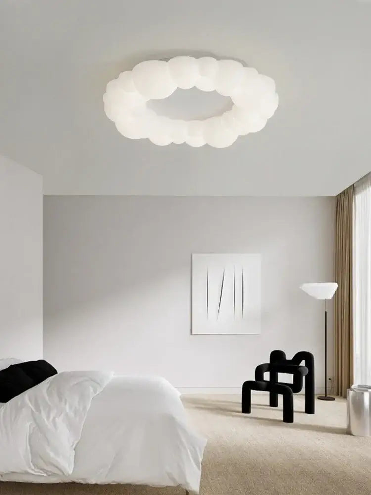 Decorbites cloud led chandelier with frosted white glass and soft diffused glow for bedroom lighting