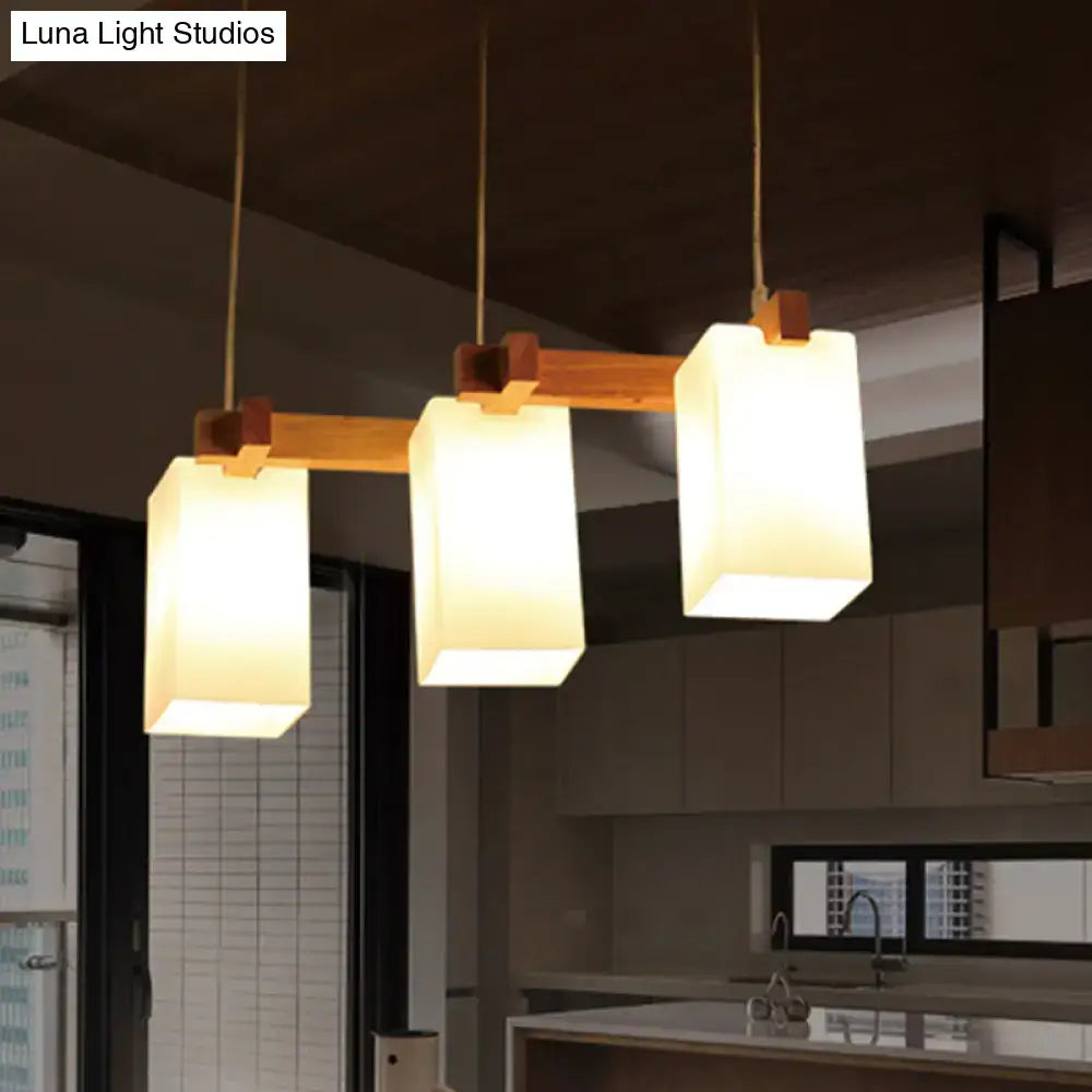 Modern design decorbites cluster pendant kitchen lamp with three warm-toned paper shades and wooden brackets