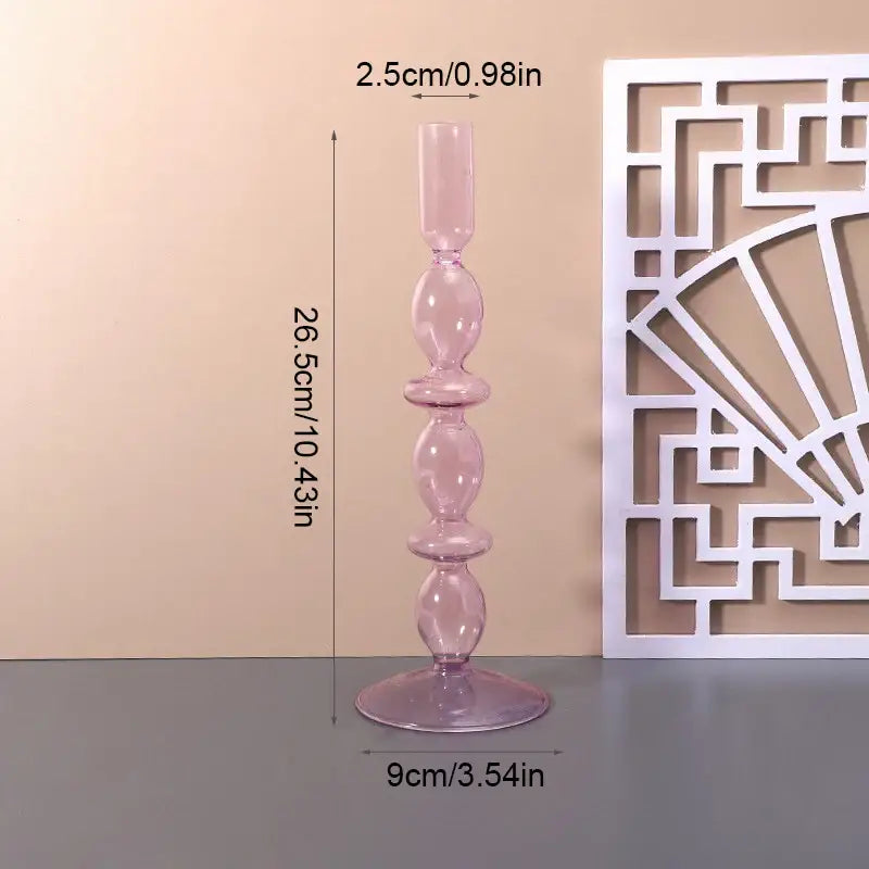 DecorBites™ pink glass vase with a segmented design and flared base for stylish home decor