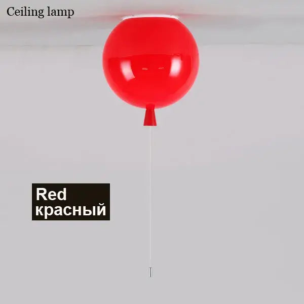 A glossy red decorbites colorful balloon ceiling lamp with a sleek rounded design for baby and child bedrooms