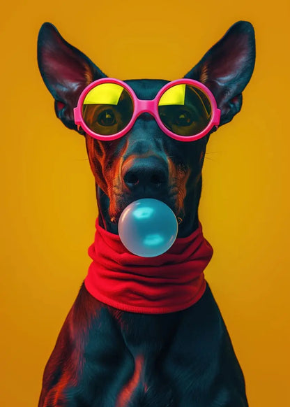 Colorful Dog Sunglasses Canvas Wall Art - black / 20x30cm No Frame - Posters