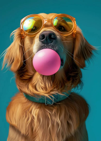 Colorful Dog Sunglasses Canvas Wall Art - green / 20x30cm No Frame - Posters