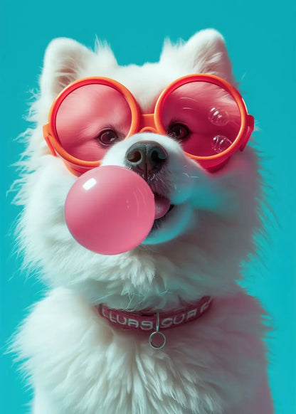 Colorful Dog Sunglasses Canvas Wall Art - Clear / 20x30cm No Frame - Posters