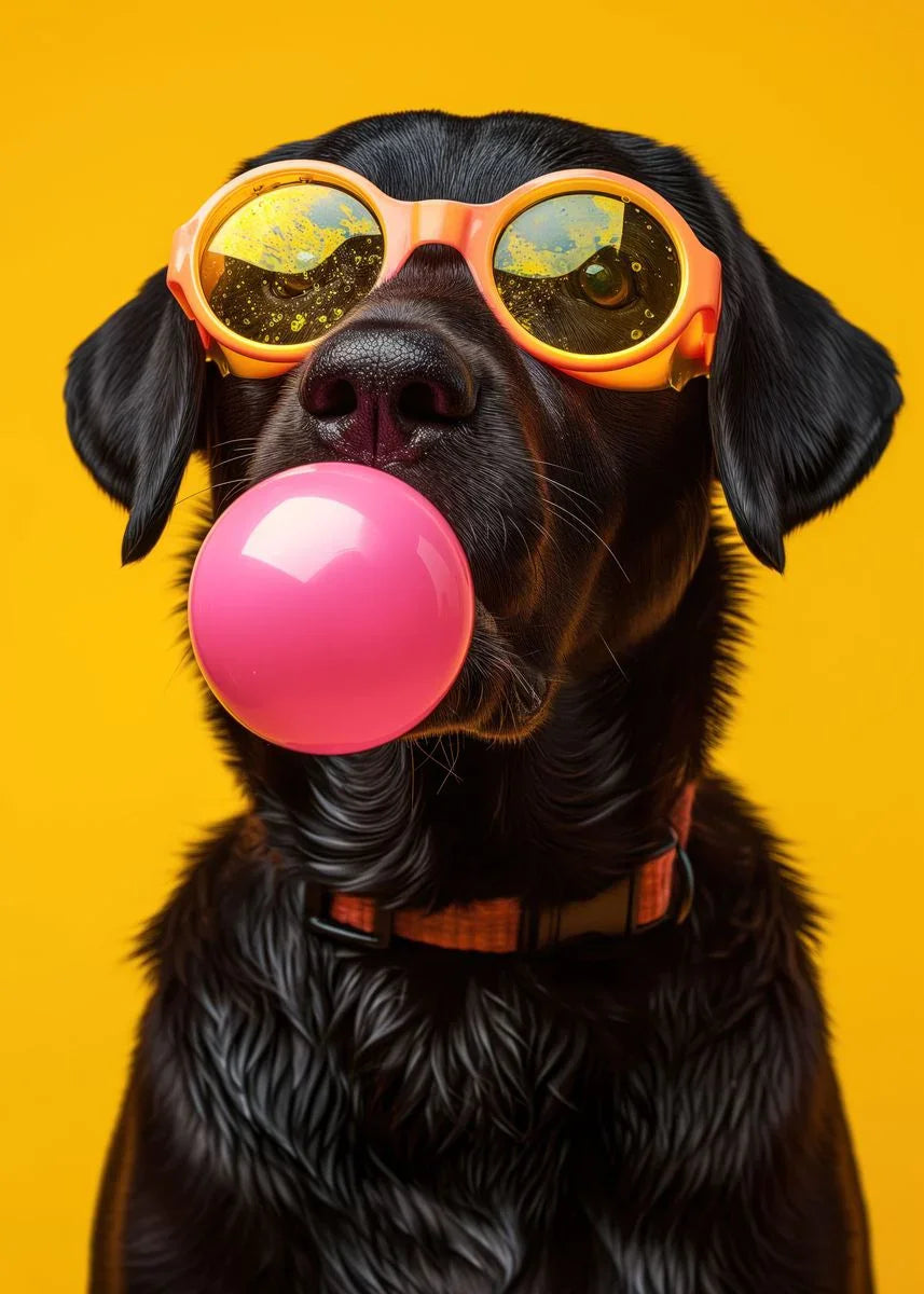 Colorful Dog Sunglasses Canvas Wall Art - Dark Khaki / 20x30cm No Frame - Posters