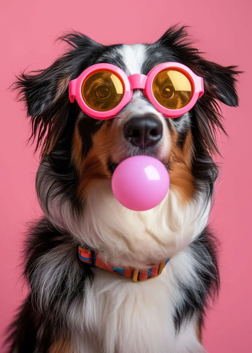 Colorful Dog Sunglasses Canvas Wall Art - Chocolate / 40x60cm No Frame - Posters