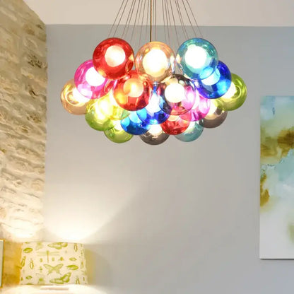A vibrant decorbites colorful glass pendant light with multi-colored glass ball design for dining room chandelier