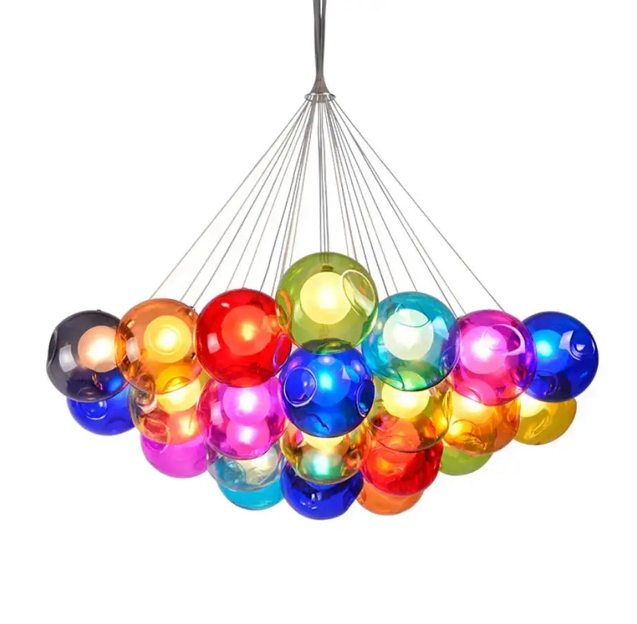 Vibrant decorbites colorful glass pendant light with multicolored glass ball and sleek metallic suspension for dining room