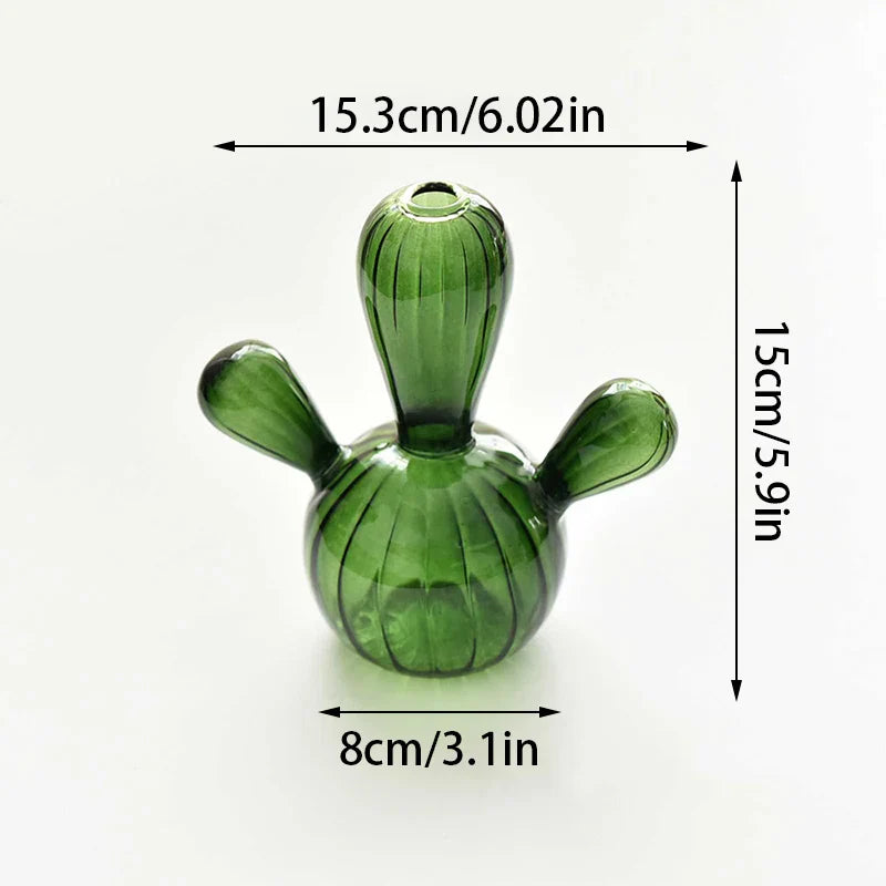 DecorBites™ Colorful Glass Cactus Vase for Home Decor