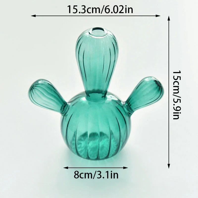 DecorBites™ Colorful Glass Cactus Vase for Home Decor