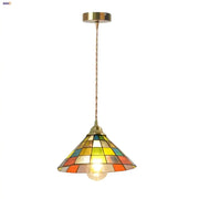 Decorbites colorful glass magic cube pendant light with stained glass shade and brass ceiling mount for dining room