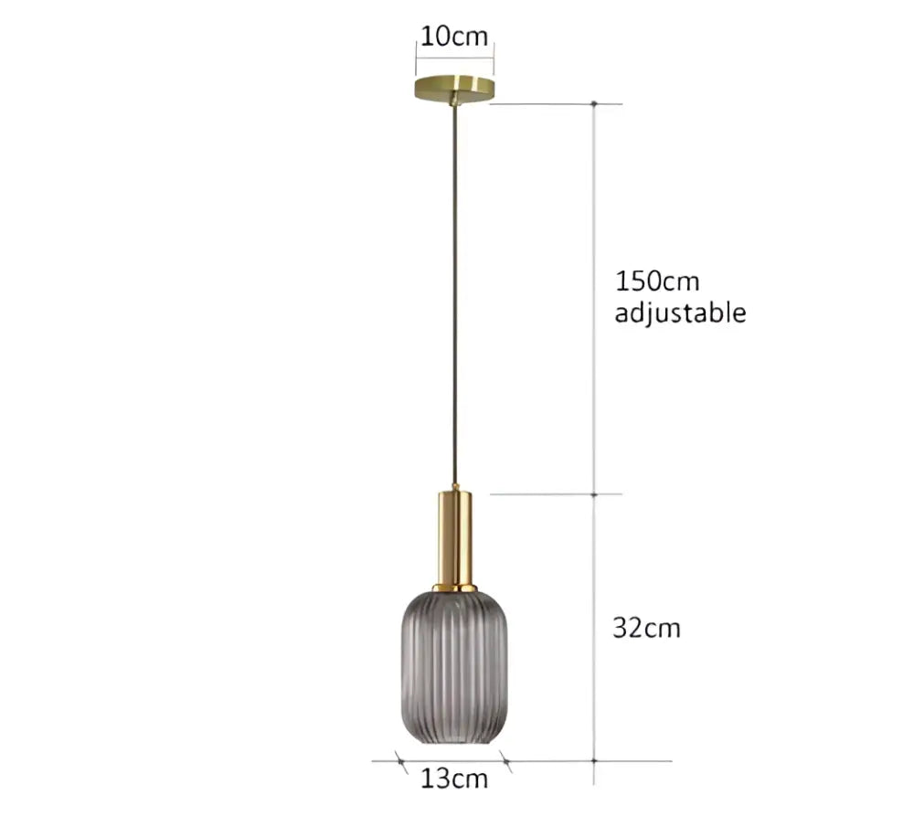 Decorbites™ colorful glass pendant lights featuring a gold-toned metal fixture and textured smoked glass shade