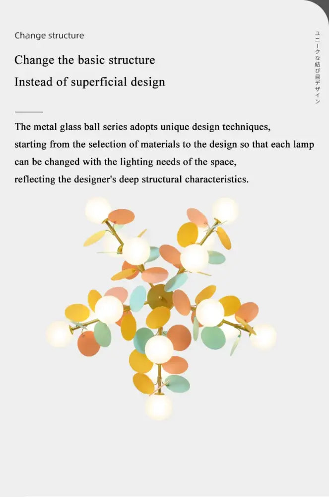 DecorBites™ colorful led branch chandelier with metal glass balls and leaf accents for living room and bedroom use