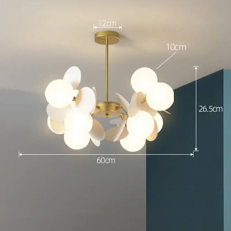 Decorbites™ colorful led branch chandelier with brass frame and frosted glass orbs for living room or bedroom lighting