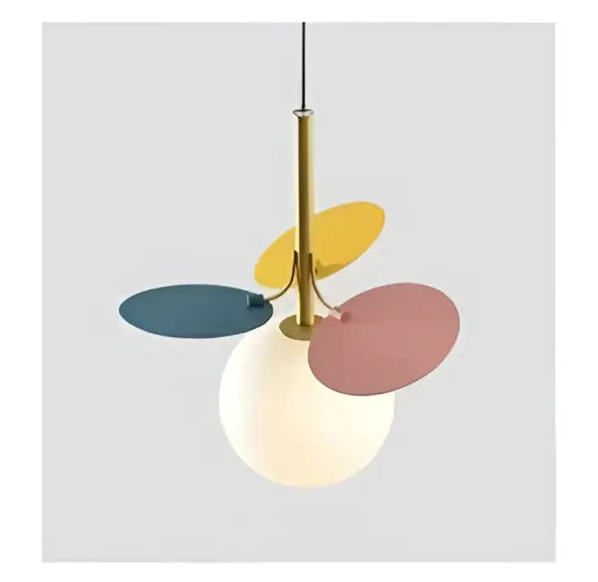 Decorbites colorful led branch chandelier featuring pastel disc pendant lights with brass stem for living room use