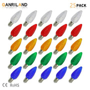 Ganriland 25-pack decorbites colorful led bulb faceted christmas outdoor lights in red orange green blue and clear frosted