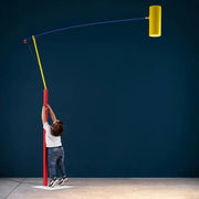 Decorbites colorful metal led adjustable floor lamp with red base yellow pole blue arm and yellow shade for living room