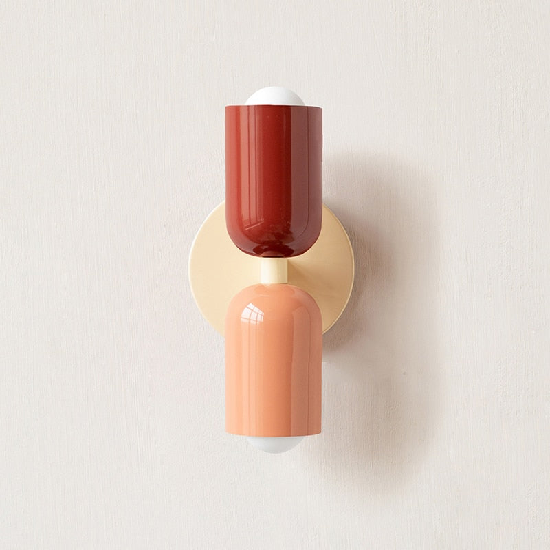 Colorful Modern Wall Sconce - Cream / Pink + Red / Hardwired