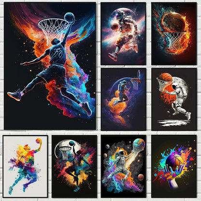 Colorful Nordic Basketball Sports Posters for Boys - Posters