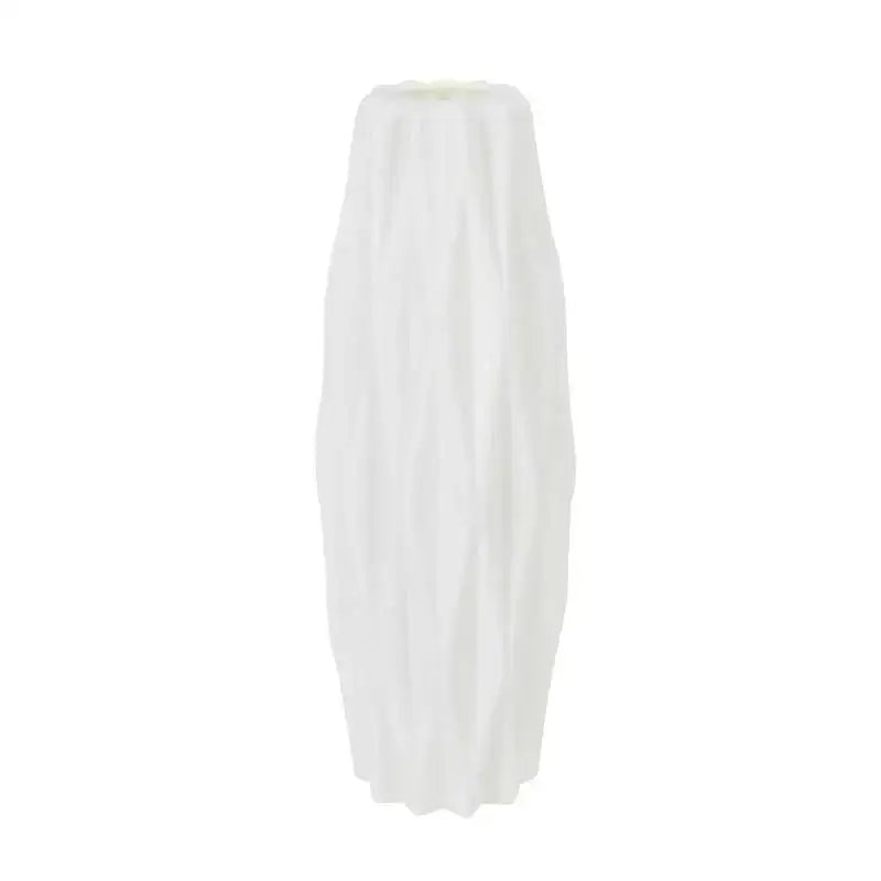 DecorBites™ modern flower vase in white ceramic with fluted texture and wider base for stylish home décor