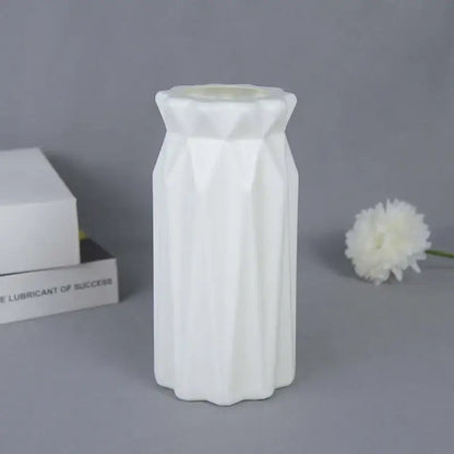 White geometric flower vase with faceted matte finish modern flower vase by DecorBites colorful plastic flower vase