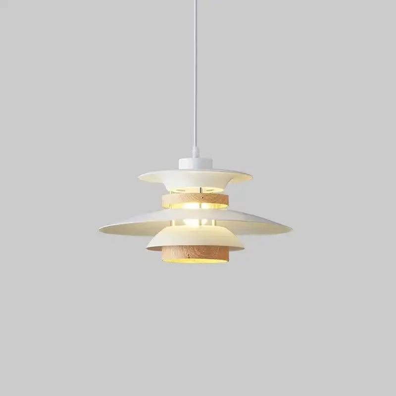 White and light wood layered pendant lamp with modern tiered design from decorbites colorful umbrella led chandeliers collection