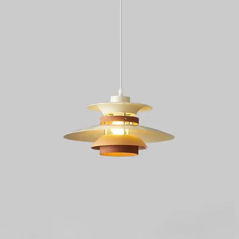 Cream and warm amber tiered pendant light with sleek modern design in decorbites colorful umbrella led chandelier collection