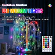 Decorbites colorful willow tree light with faux birch trunk and glowing rainbow wicker branches for living room decor