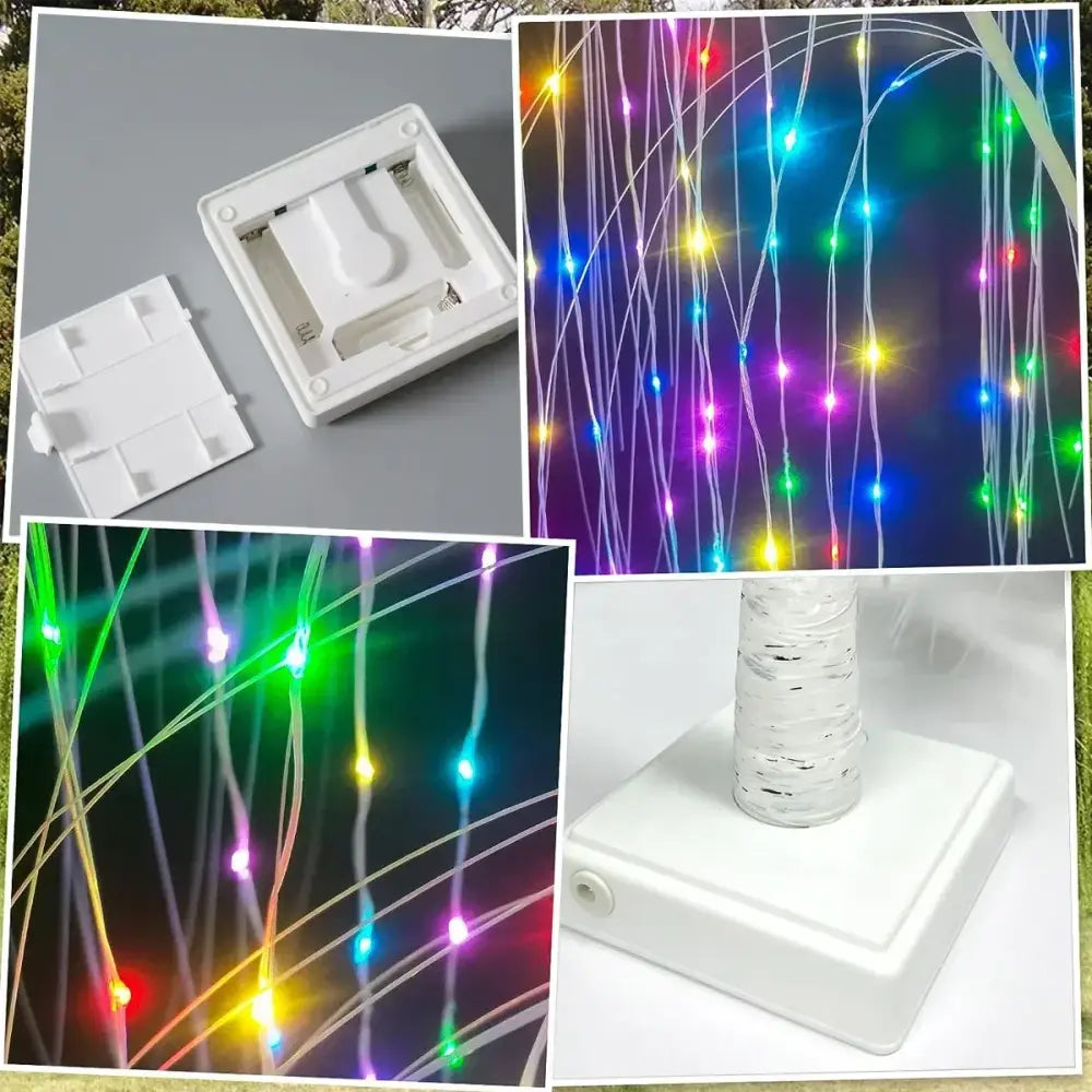 Decorbites colorful willow tree light featuring white plastic solar-powered string lights with colorful led bulbs for living room decor