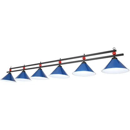 Decorbites conical island metal pendant ceiling light in blue with red decorative billiards spheres ceiling light