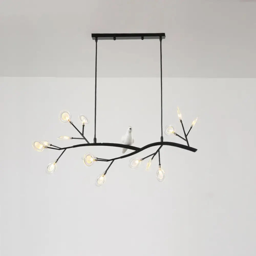 Black metal branch-style acrylic led pendant light with bird decoration in gold black for 220v-240v use