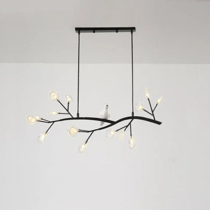 Black metal branch-style acrylic led pendant light with bird decoration in gold black for 220v-240v use