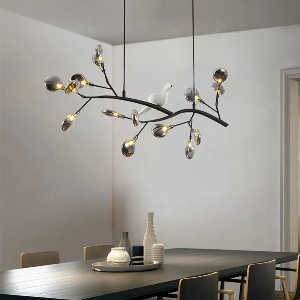 DecorBites™ gold black branch-style acrylic LED pendant light with bird decoration for 220v-240v use