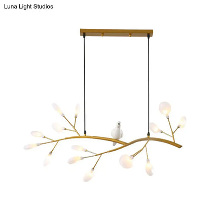 Decorbites™ contemporary gold-toned acrylic led pendant light with bird decoration and frosted globe bulbs 220v-240v
