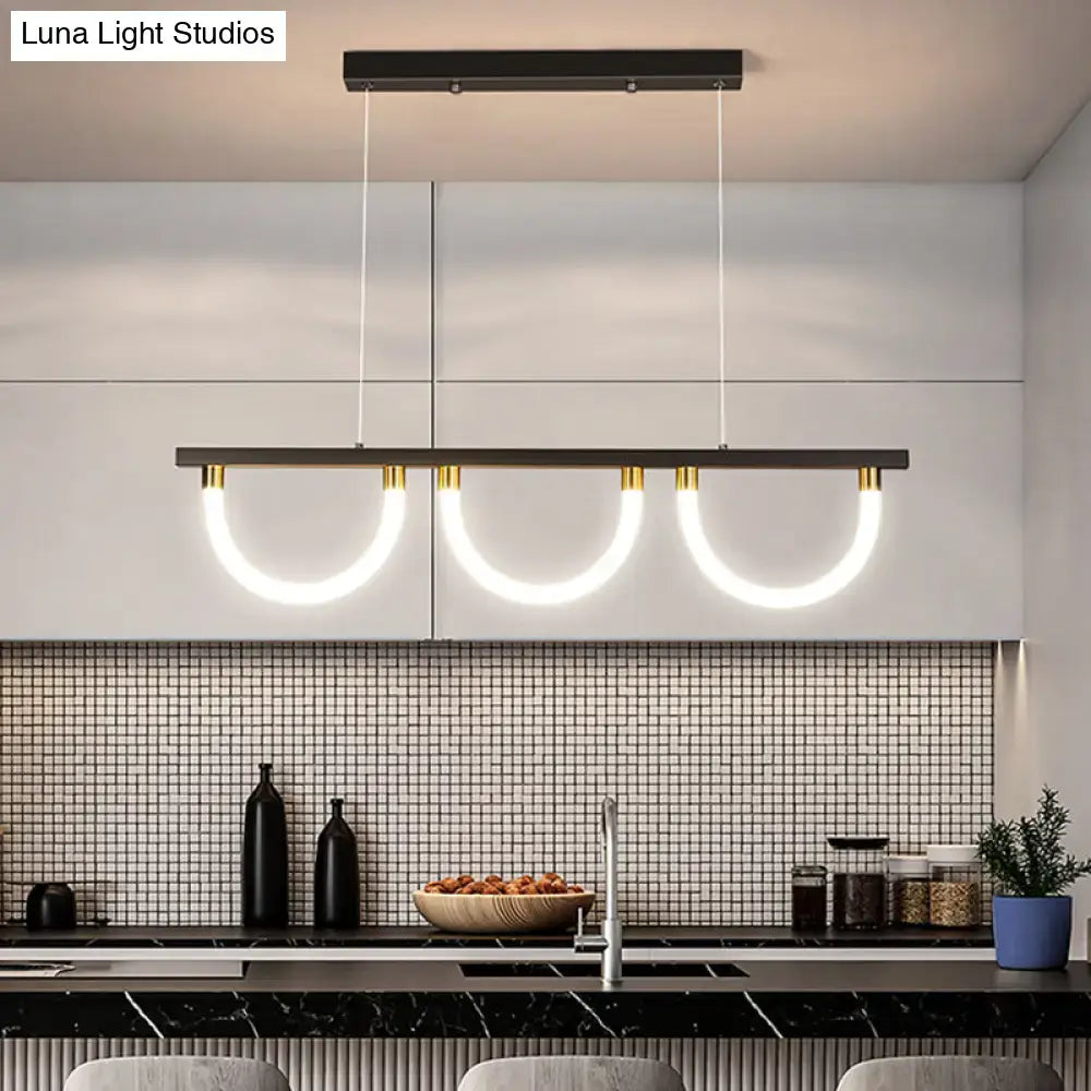 Modern black and gold decorbites contemporary island lamp with three glowing circular led acrylic lights