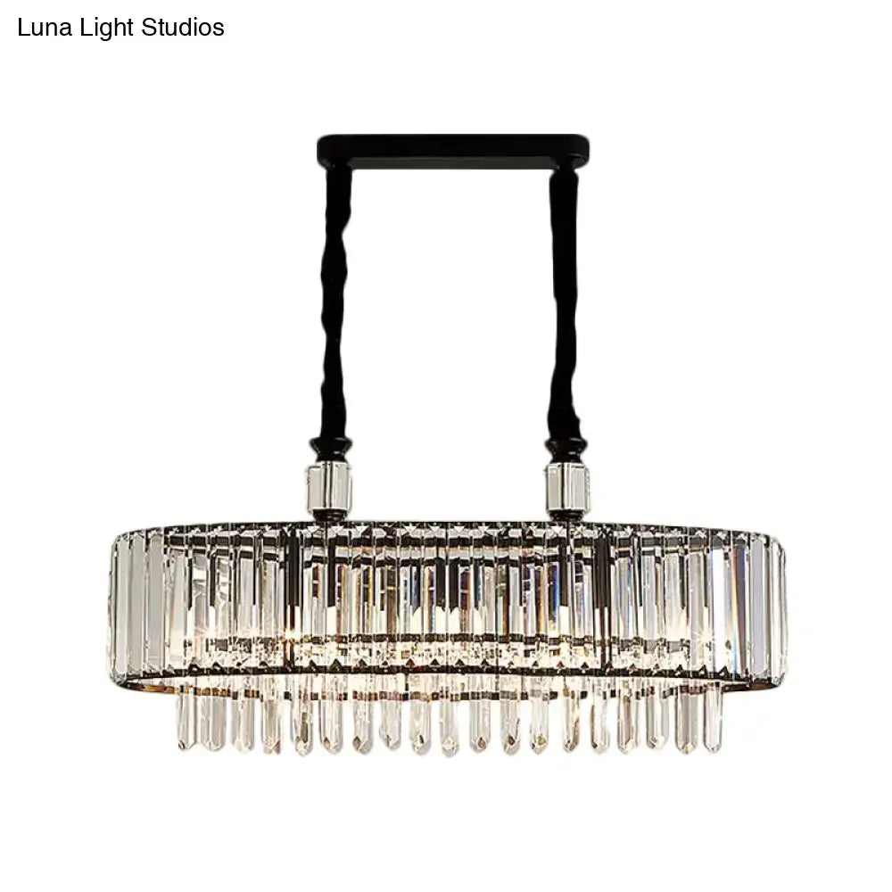 Decorbites contemporary black rectangular chandelier with crystal prisms and black twisted cords for e12 e14 bulbs