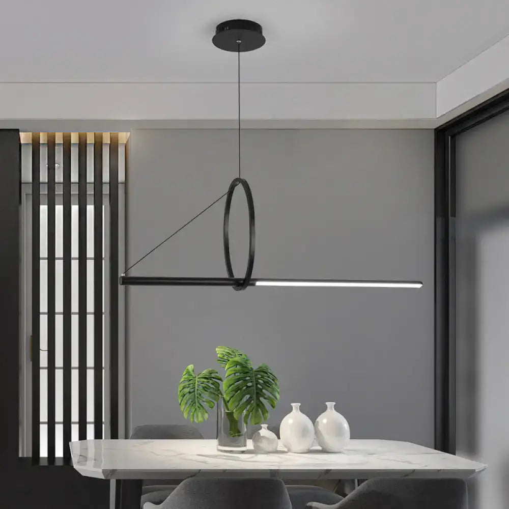 Modern black ceiling light decorbites™ with metal ring and linear led bar for dining room remote control compatible
