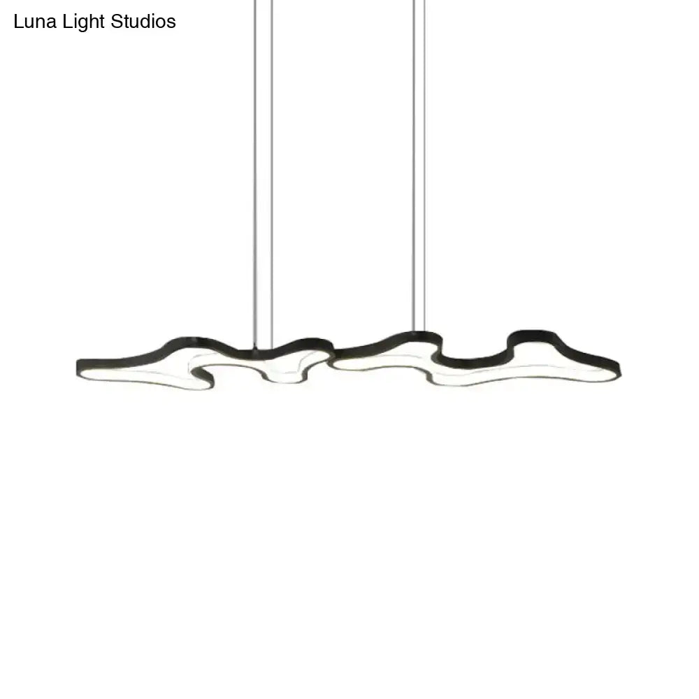 DecorBites contemporary black white LED pendant island light with sleek cloud-like metal island light frame design