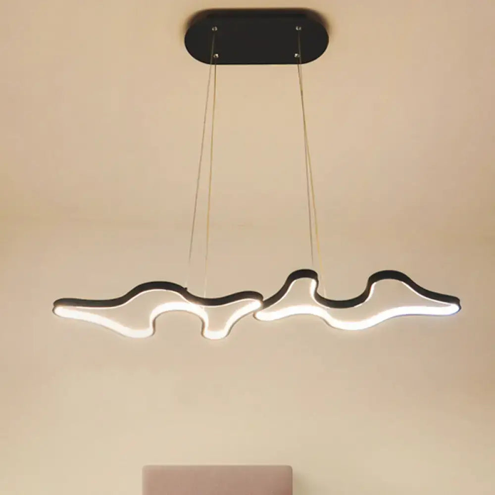 DecorBites™ contemporary black white metal island light with sleek cloud-like led ceiling design for modern interiors