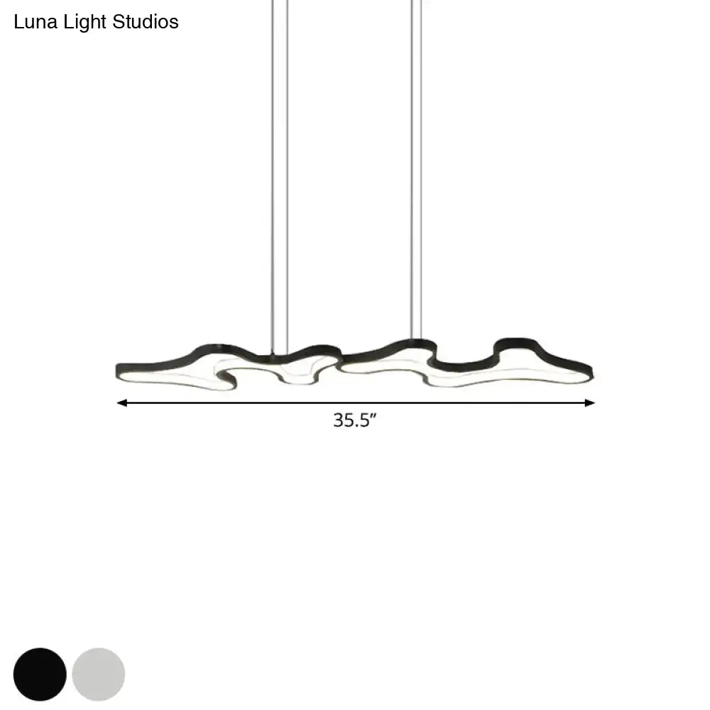 DecorBites™ contemporary black white metal island light with cloud-like wave design for modern island lighting