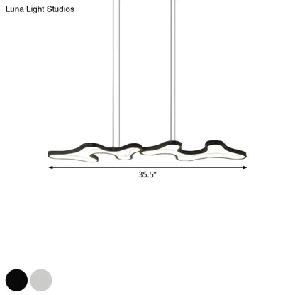 DecorBites™ contemporary black white metal island light with cloud-like wave design for modern island lighting