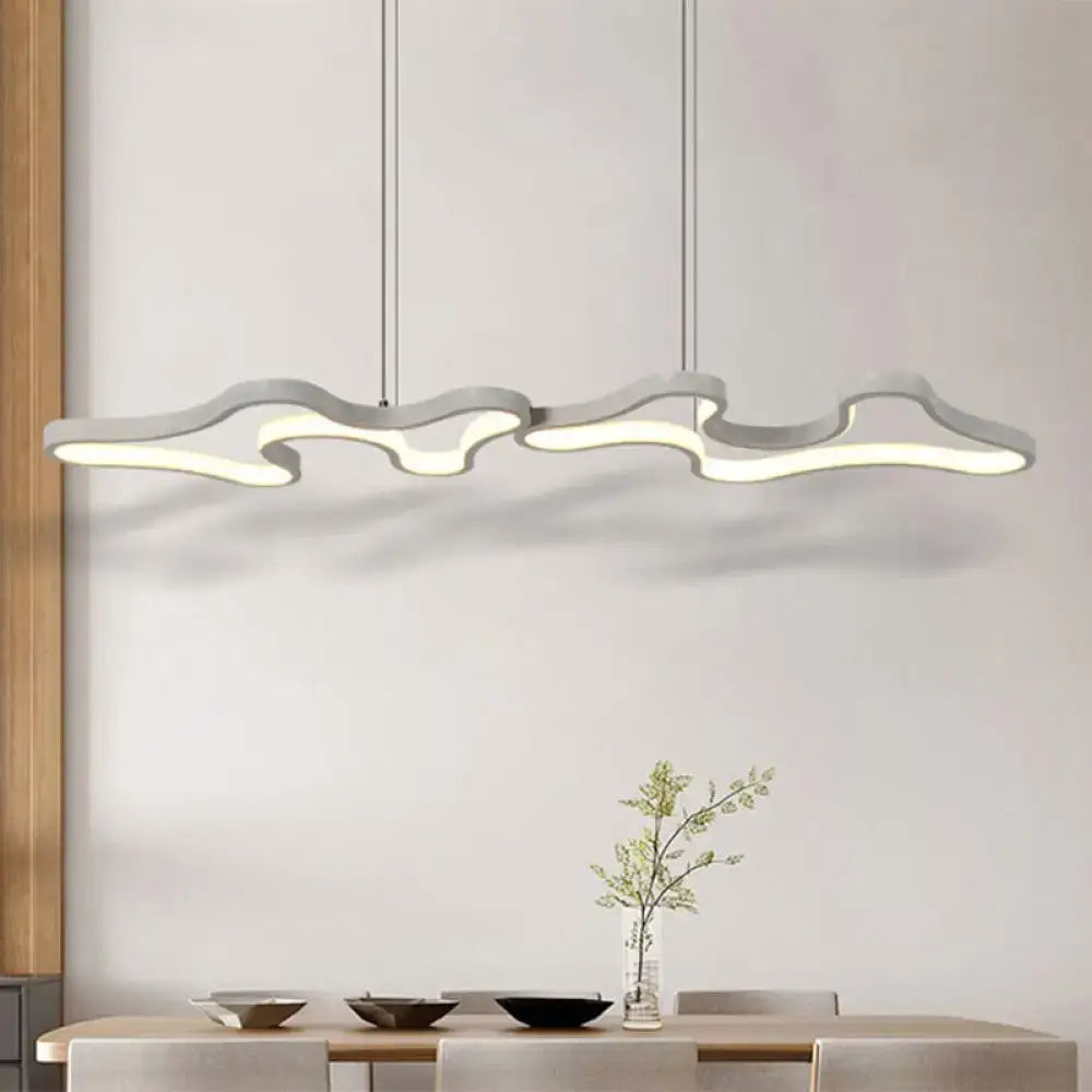 Decorbites contemporary black white metal island light with modern white cloud shaped pendant and sleek suspension cords