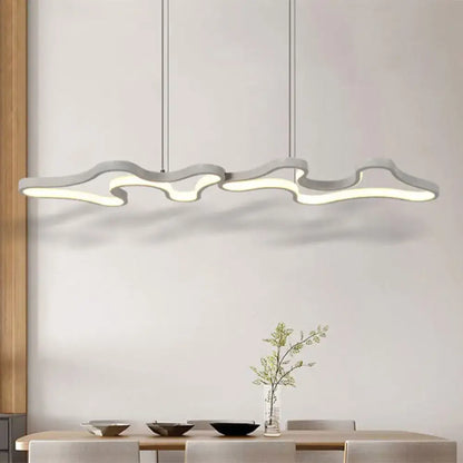 Decorbites contemporary black white metal island light with modern white cloud shaped pendant and sleek suspension cords