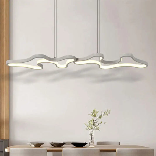 Decorbites contemporary black white metal island light with modern white cloud shaped pendant and sleek suspension cords